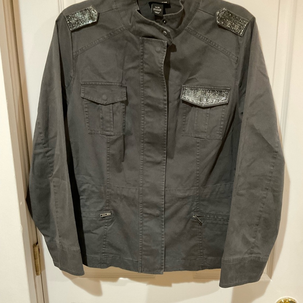 🔥 PLUS SIZE / CURVY Lane Bryant Embellished Military Jacket 14/16 🔥
